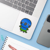 Sticker Bleu-couronné Conure (Ordinateur portable avec iPhone)