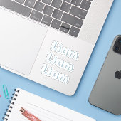 Sticker Bleu d'ardoise pour enfants mignon (Ordinateur portable avec iPhone)
