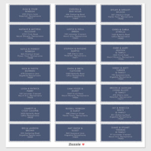 Sticker Bleu de marine moderne   Argent Mariage Adresse de