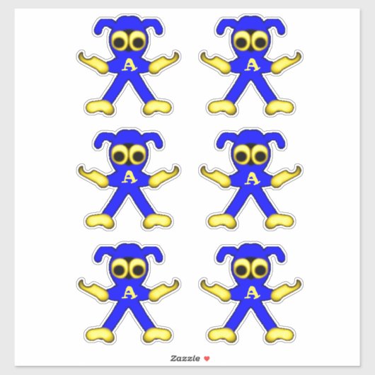 Sticker Bleu Doodle Bug Man mignon Cartoon Super Hero (Feuille)