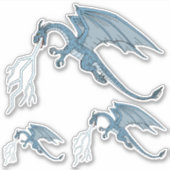 Sticker Bleu Dragon cracher la foudre (Devant)