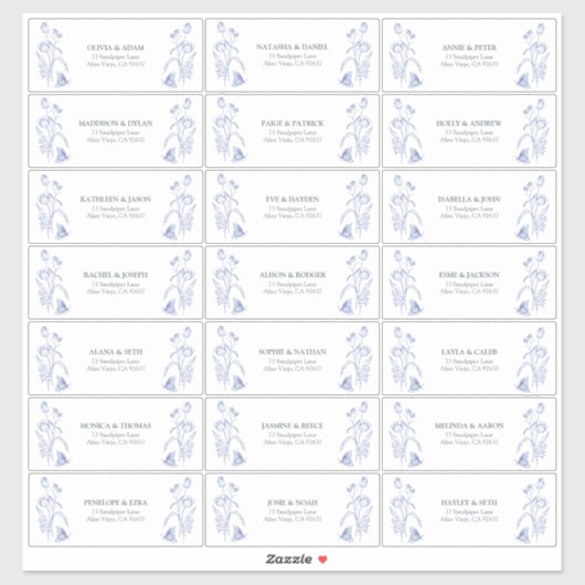 Sticker Bleu et Blanc Floral de l'époque Victorienne pour  (Feuille)