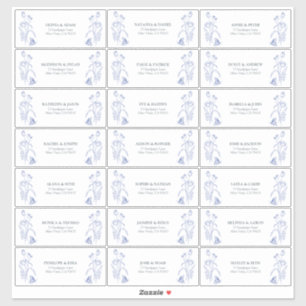 Sticker Bleu et Blanc Floral Victorian Adresse d'invité
