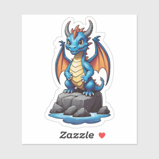 Sticker Bleu et Dragon orange (Feuille)