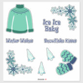 Sticker Bleu et Vert hiver (Feuille)