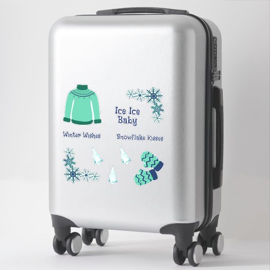 Sticker Bleu et Vert hiver (Sur valise)