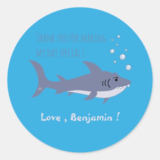 Sticker bleu Faveur de l'océan requin (Devant)