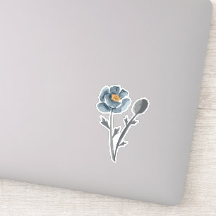 Sticker Bleu floral de pavot