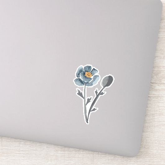 Sticker Bleu floral de pavot (Détail)