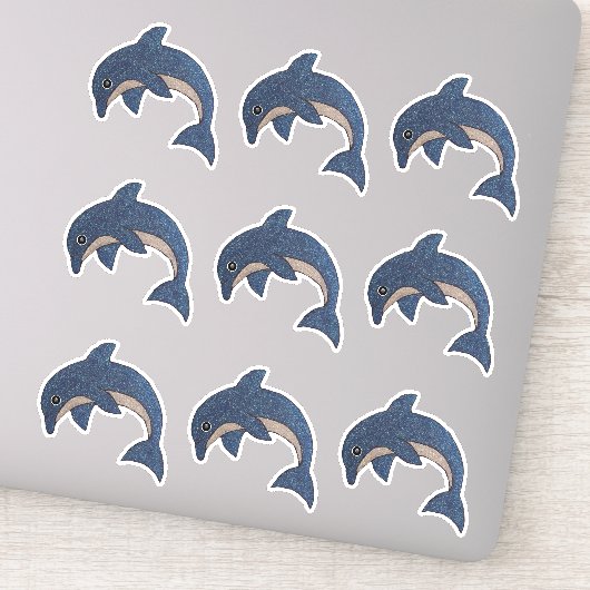 Sticker Bleu foncé Blanc Saupoudrage Dolphins Faux Parties (Détail)