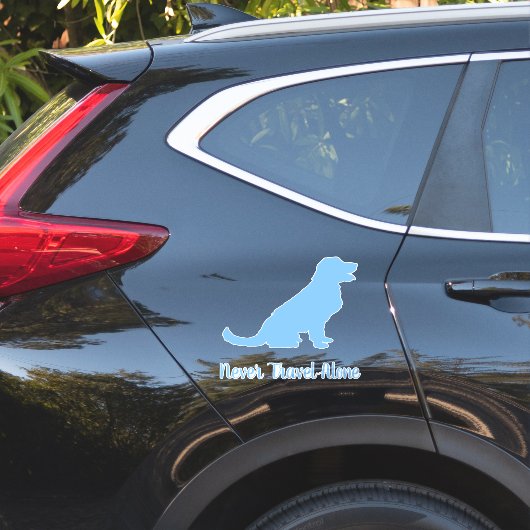 Sticker Bleu Golden Retriever chien autocollant, autocolla (Coté voiture)