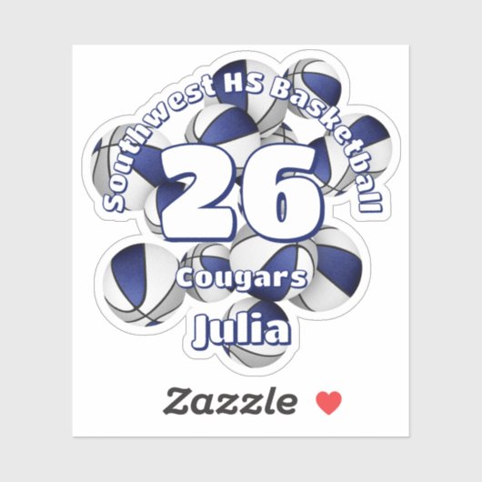 Sticker bleu gris de l'équipe couleurs basketballs nom des (Feuille)