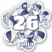 Sticker bleu gris de l'équipe couleurs basketballs nom des (Devant)