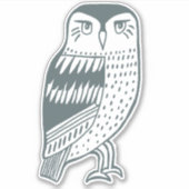 Sticker Bleu Gris Sage Hiboux Ligne dessin Art (Devant)