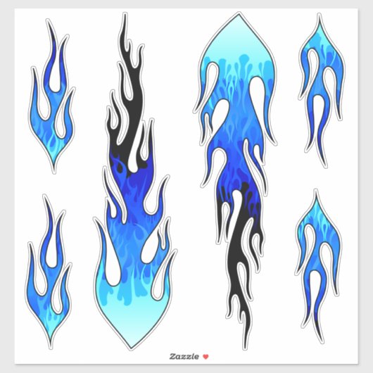 Sticker Bleu Hot Rod Flammes (Feuille)