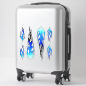 Sticker Bleu Hot Rod Flammes (Sur valise)