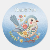 Sticker bleu Little Bird Floral (Devant)