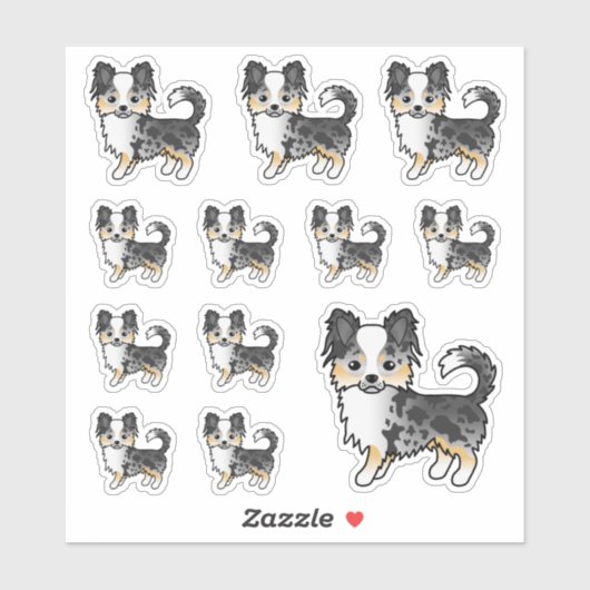 Sticker Bleu Merle long manteau Chihuahua mignon Dogs de d (Feuille)