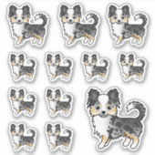 Sticker Bleu Merle long manteau Chihuahua mignon Dogs de d (Devant)