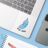 Sticker Bleu nana Funny Banana Pun (Ordinateur portable avec iPhone)