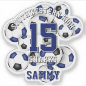 Sticker bleu noir balle de football nom de l'équipe (Devant)