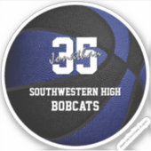 Sticker bleu noir équipe couleurs garçons filles basket (Devant)