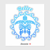 Sticker Bleu Océan Tortue Tribale Belize (Feuille)