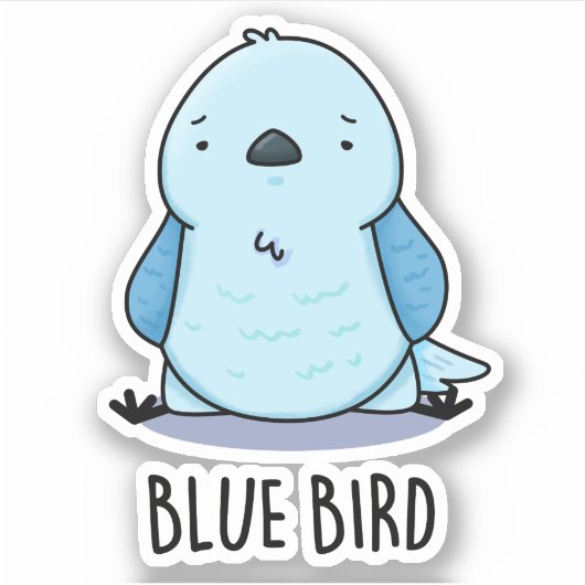 Sticker Bleu Oiseau amusant jeu animal (Devant)
