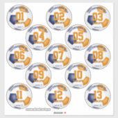 Sticker bleu orange enfants football couleurs jeu de 13 (Feuille)
