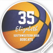 Sticker bleu orange équipe couleurs filles garçons basket (Devant)