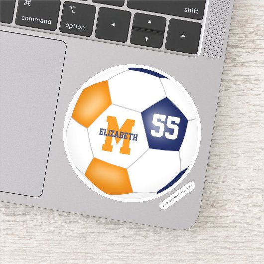 Sticker bleu orange équipe couleurs filles garçons soccer (Détail)