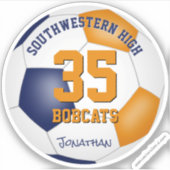 Sticker bleu orange équipe couleurs garçons filles soccer (Devant)