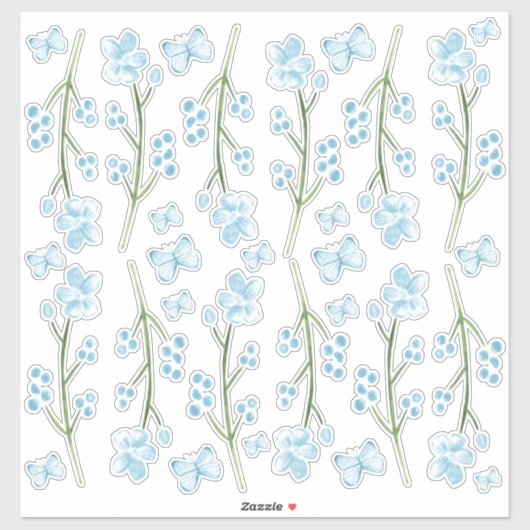 Sticker Bleu Papillon Haven Chambre à coucher Mur ensemble (Feuille)