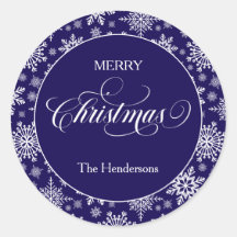 Sticker bleu personnalisé de Noël Script
