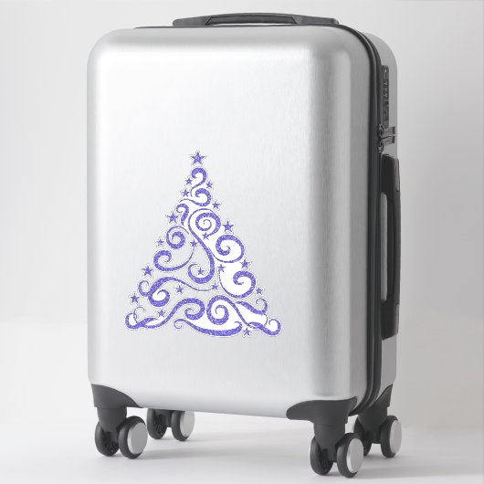 Sticker Bleu Pervenche | Arbre de Noël Parties scintillant (Sur valise)