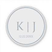 Sticker Bleu Poussiéreux Monogramme Initial Minimal Tendan (Devant)