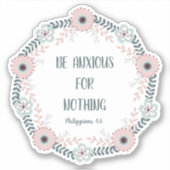 Sticker Bleu rose fleuri Bible Verse Anxiété (Devant)