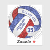 Sticker bleu rouge filles volleyball école équipe nom de l (Feuille)
