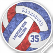 Sticker bleu rouge filles volleyball école équipe nom de l (Devant)