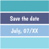 Sticker Bleu Stripé Enregistrer la date (Recto)