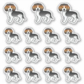 Sticker Bleu Ticked Beagle mignon Chiens de dessin (Devant)