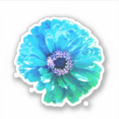 Sticker Bleu Turquoise Fleur de marais fleurie rétro bleu  (Devant)