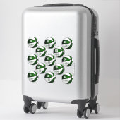 Sticker bleu vert basketball coutume 13 joueurs noms (Sur valise)