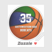 Sticker bleu vert équipe couleurs enfants ados basketball (Feuille)