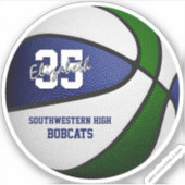 Sticker bleu vert équipe de basket couleurs personnalisées (Devant)