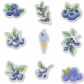 Sticker Bleuets d'aquarelle et branches de bleuets (Devant)