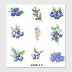 Sticker Bleuets d'aquarelle et branches de bleuets