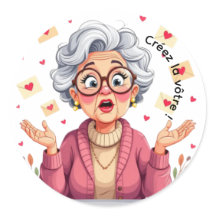 Sticker blije oudere vrouw die brieven ontvangt