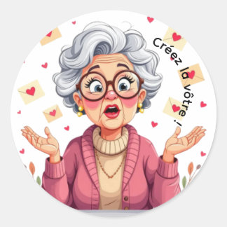 Sticker blije oudere vrouw die brieven ontvangt