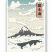 Sticker Bloc d'art du Mont Fuji Japon. (Devant)